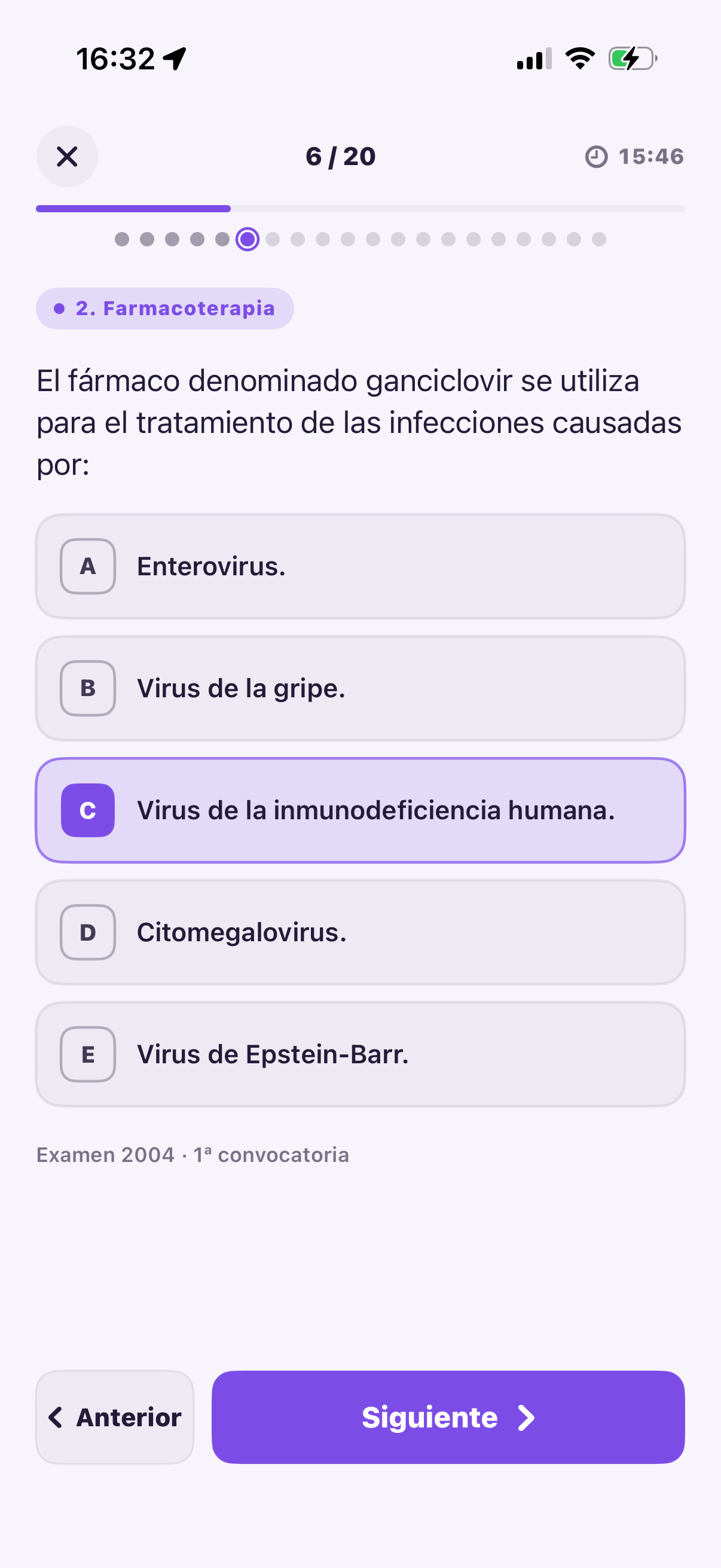 Pregunta tipo test de Farmacoterapia en FIRTest